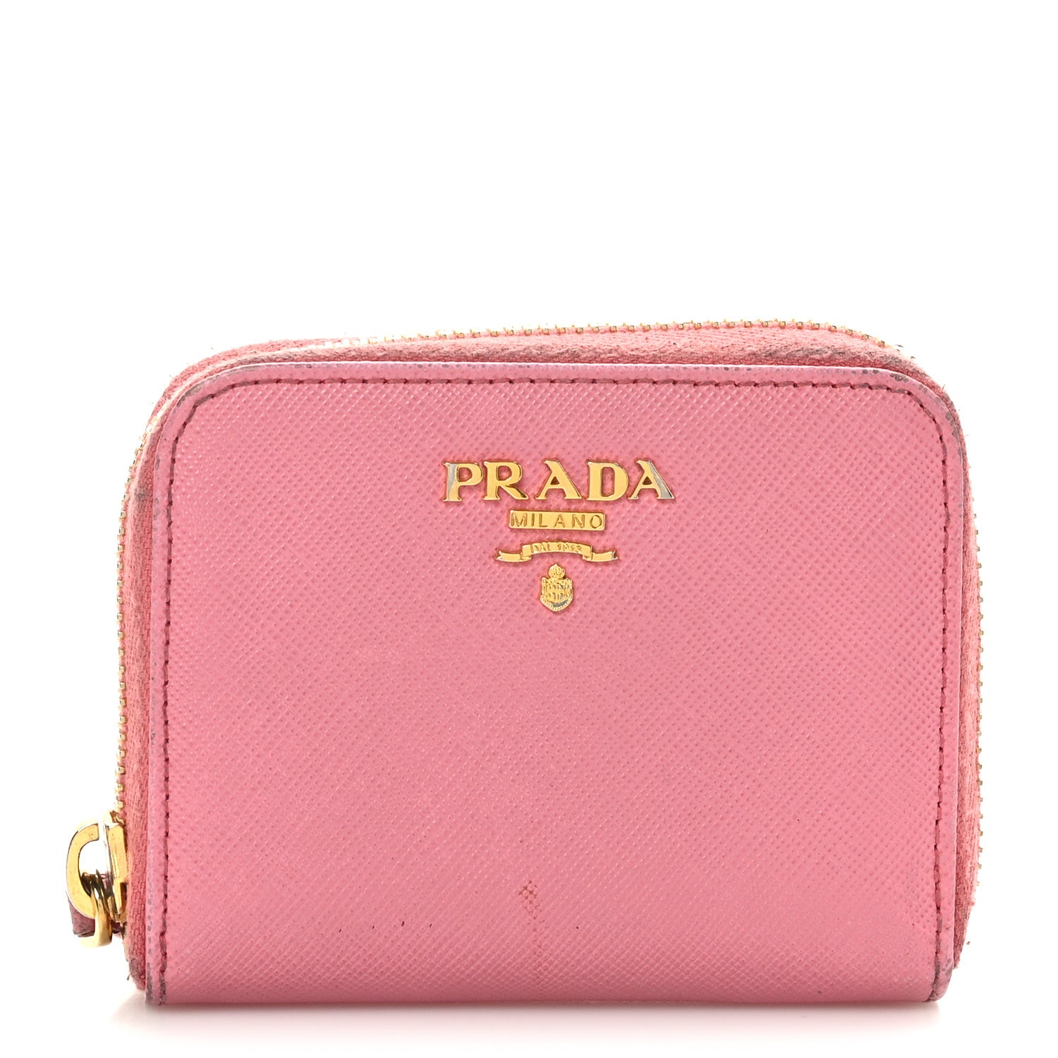 Prada Saffiano Metal Zip Coin Purse Geranio 1 of 9