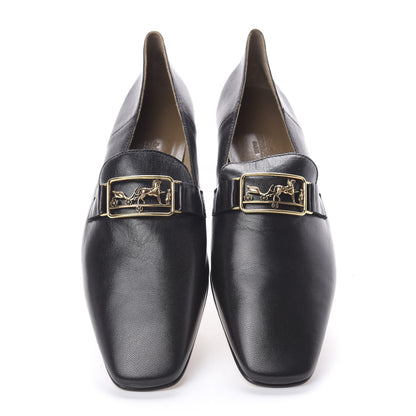 Hermes Goatskin Womens Time Loafers 37.5 Black 5 of 9