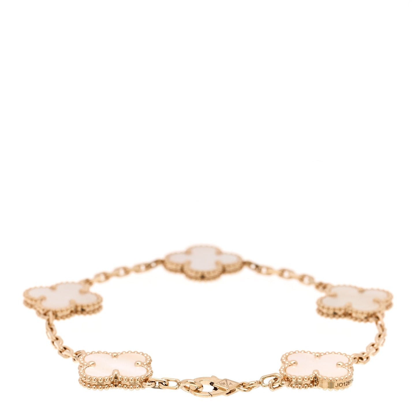 18K Yellow Gold Mother of Pearl 5 Motifs Vintage Alhambra Bracelet