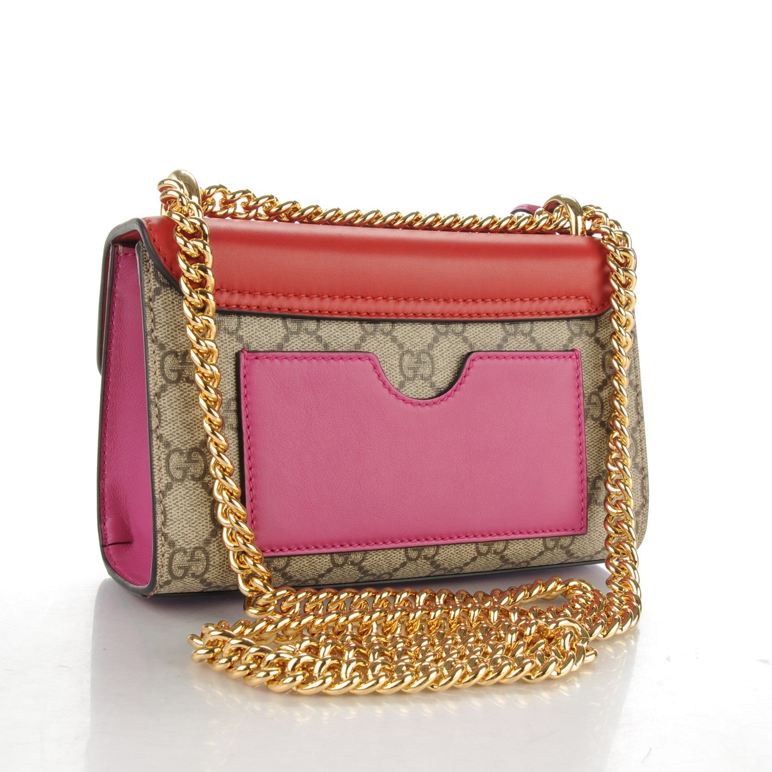 Gucci GG Supreme Monogram Calfskin Small Padlock Shoulder Bag Beige Hibiscus Red New Rosette 3 of 7