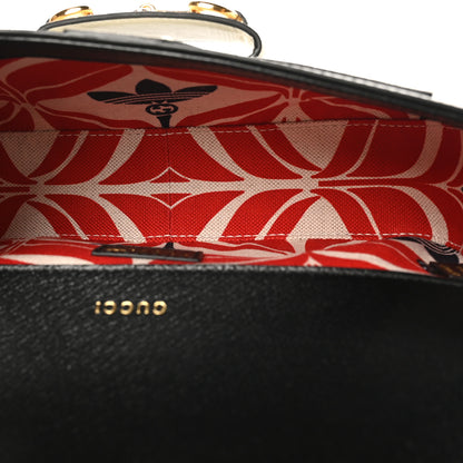 Gucci X ADIDAS Textured Dollar Calfskin Web Small Trefoil Horsebit 1955 Shoulder Bag Black Off White 5 of 10