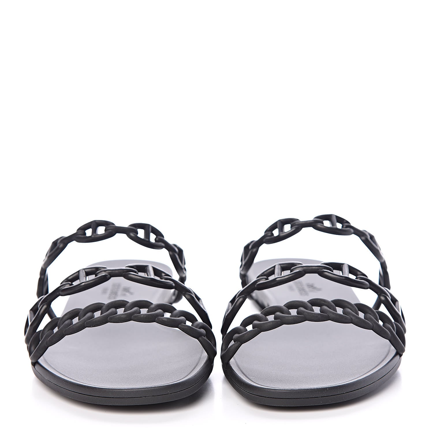 Hermes Rubber Chaine d'Ancre Rivage Sandals 37 Black 2 of 8
