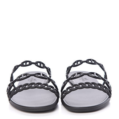 Hermes Rubber Chaine d'Ancre Rivage Sandals 37 Black 2 of 8