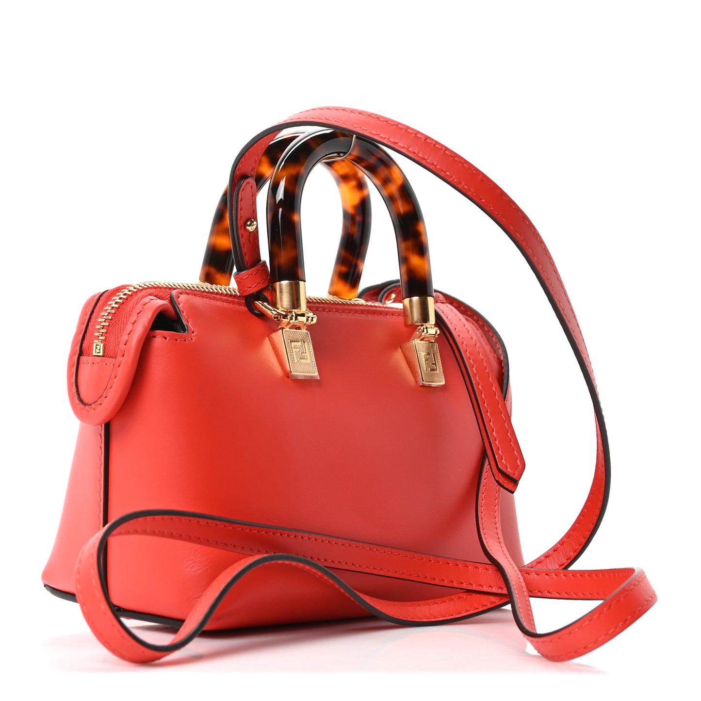 Vitello King Plexiglass Logo Embossed Mini By The Way Top Handle Boston Bag Papavero