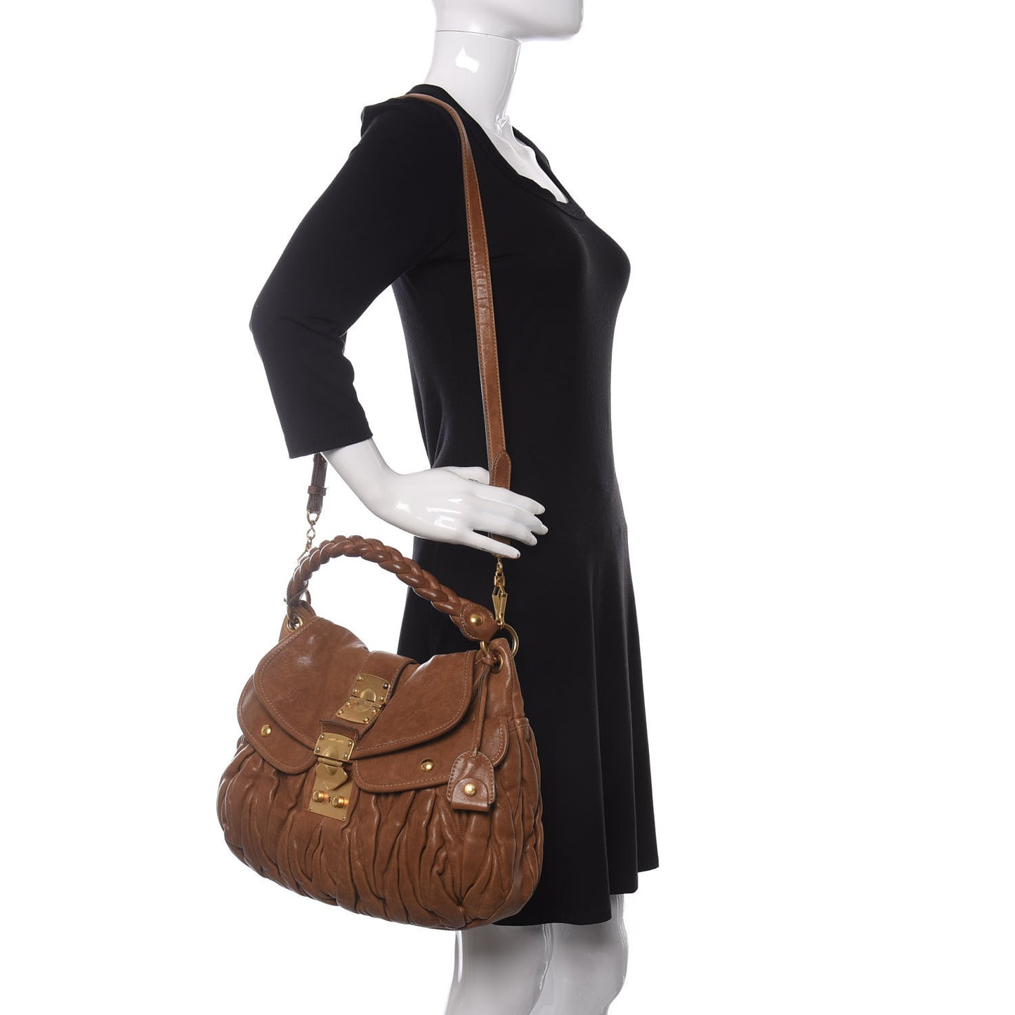 Nappa Matelasse Coffer Hobo Cammello