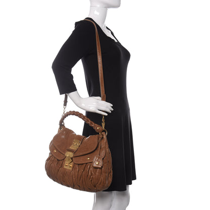 Miu Miu Nappa Matelasse Coffer Hobo Cammello 2 of 11