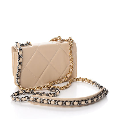 Chanel Goatskin Quilted 19 Wallet On Chain WOC Beige 2 of 11