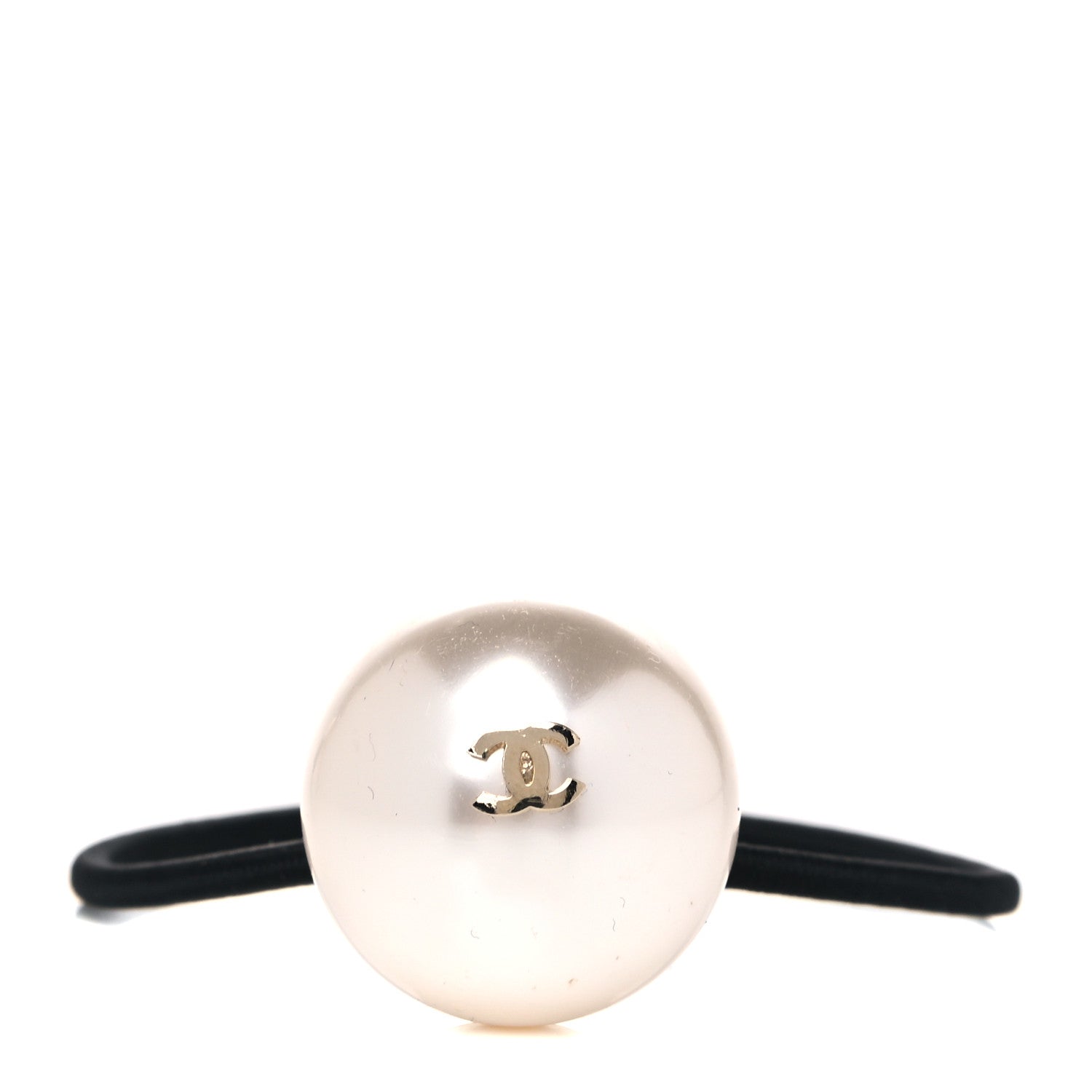 Chanel Pearl CC Hair Tie Black White 1 of 6