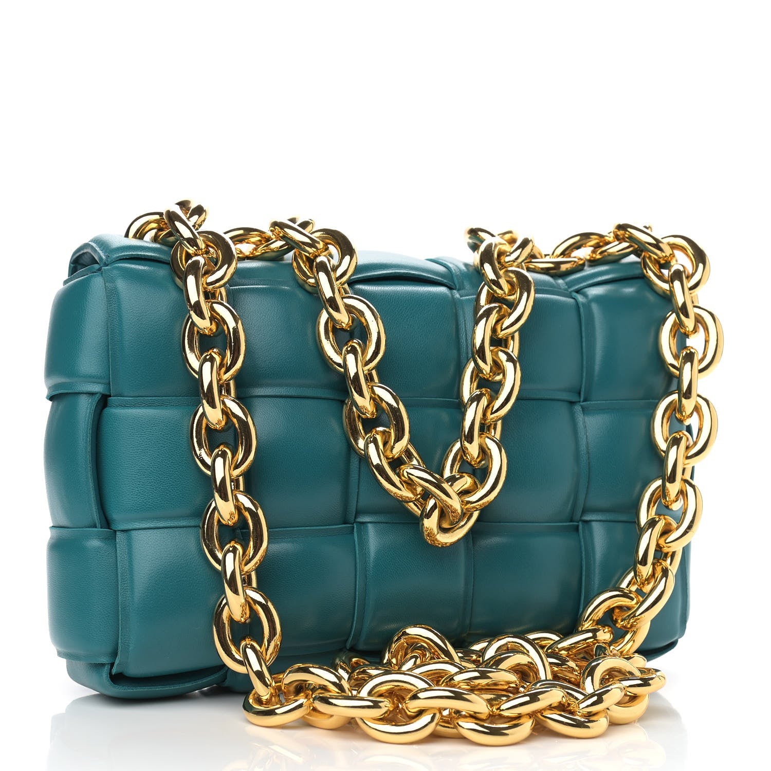Bottega Veneta Lambskin Maxi Intreccio Padded Chain Cassette Crossbody Bag Mallard 3 of 12