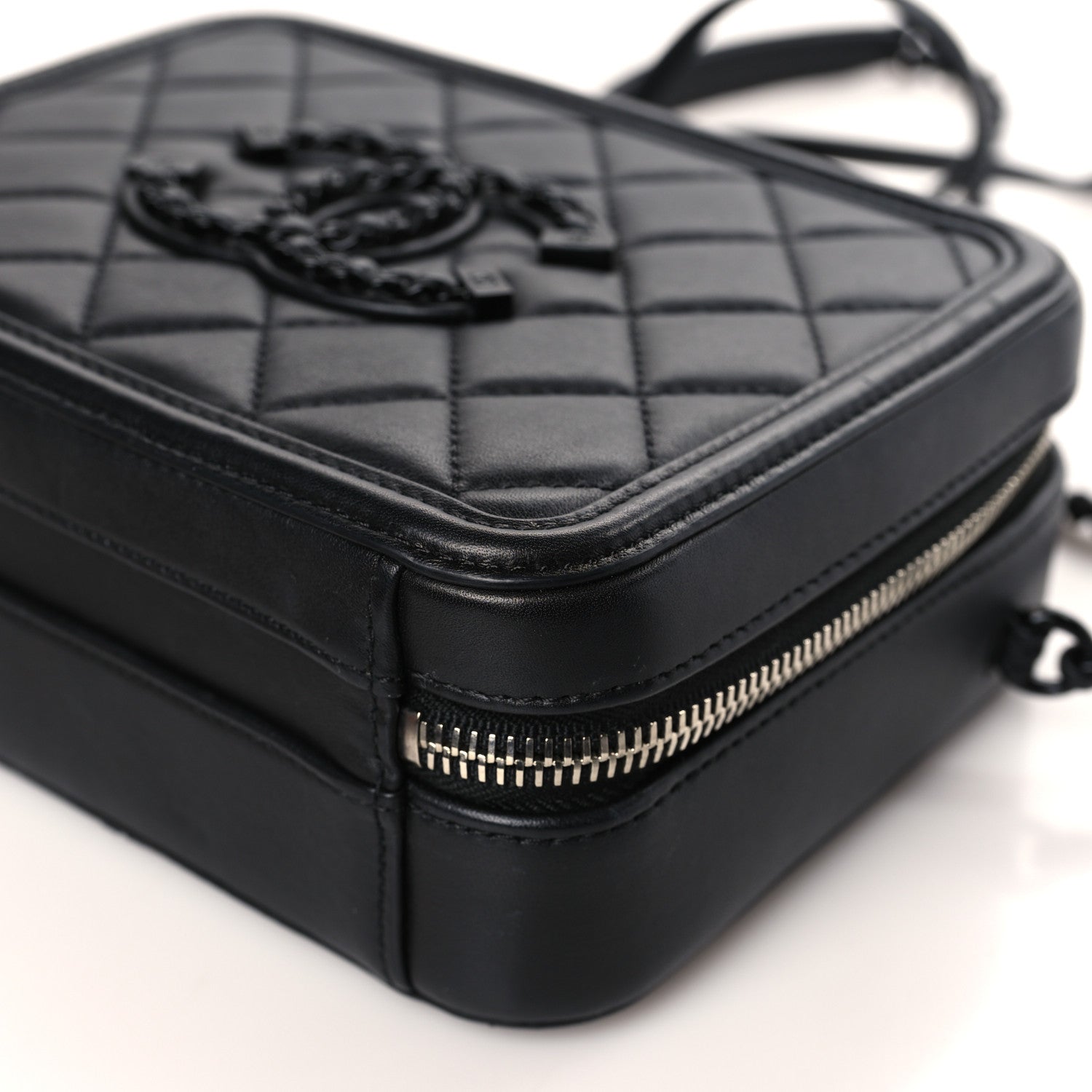 Chanel Lambskin Quilted Small CC Filigree Vanity Case Black 9 of 9