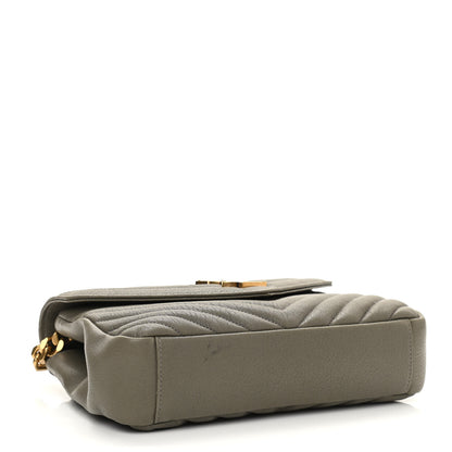 Saint Laurent Sheepskin Matelasse Chevron Monogram Medium College Bag Seaweed 3 of 10