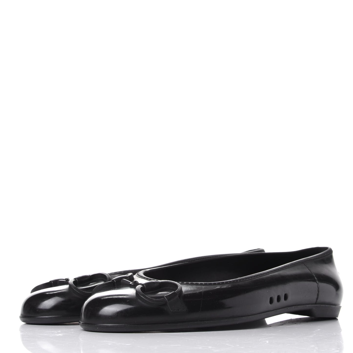 Rubber Horsebit Ballerina Flats 37 Black