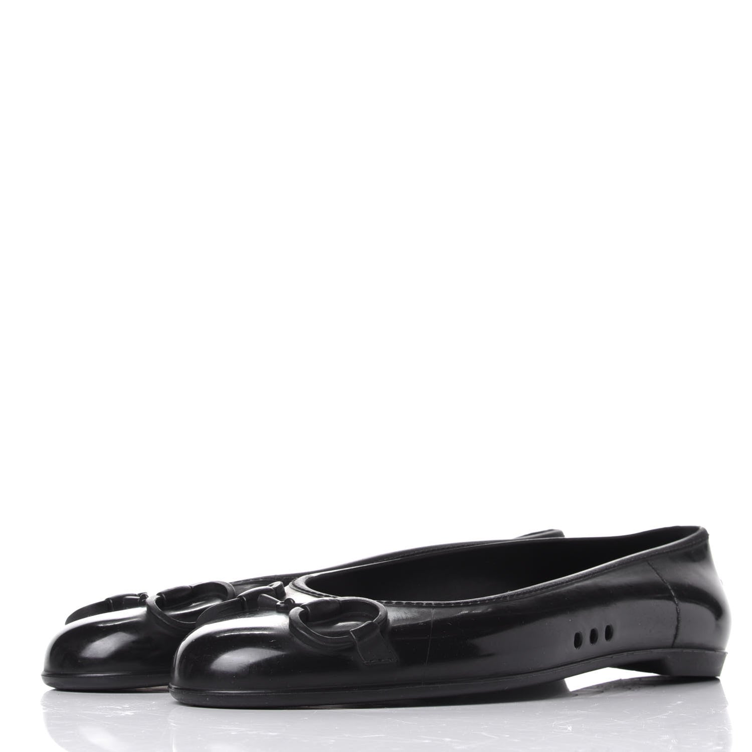 Gucci Rubber Horsebit Ballerina Flats 37 Black 3 of 8