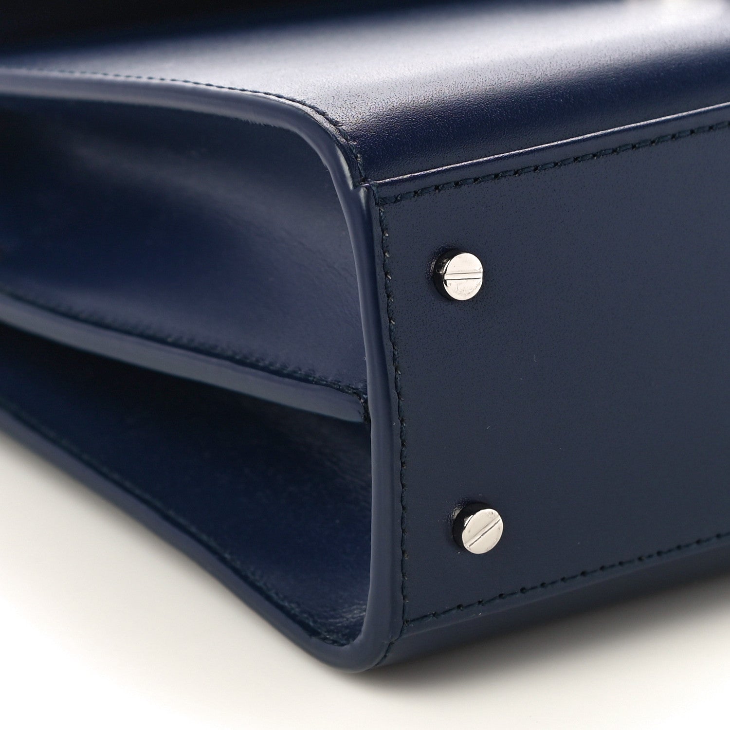 Saint Laurent Calfskin Monogram Mini Cassandra Top Handle Bag Blue 5 of 9