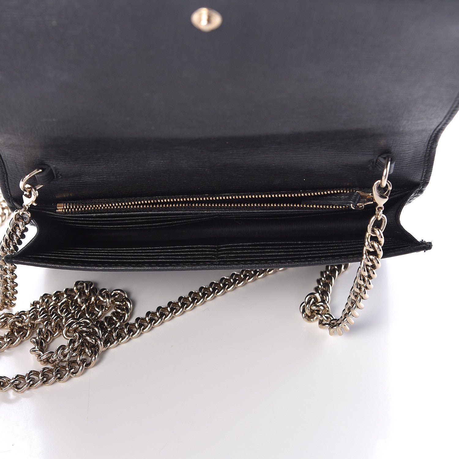 Gucci Textured Calfskin Medium Betty Chain Wallet Black 5 of 11