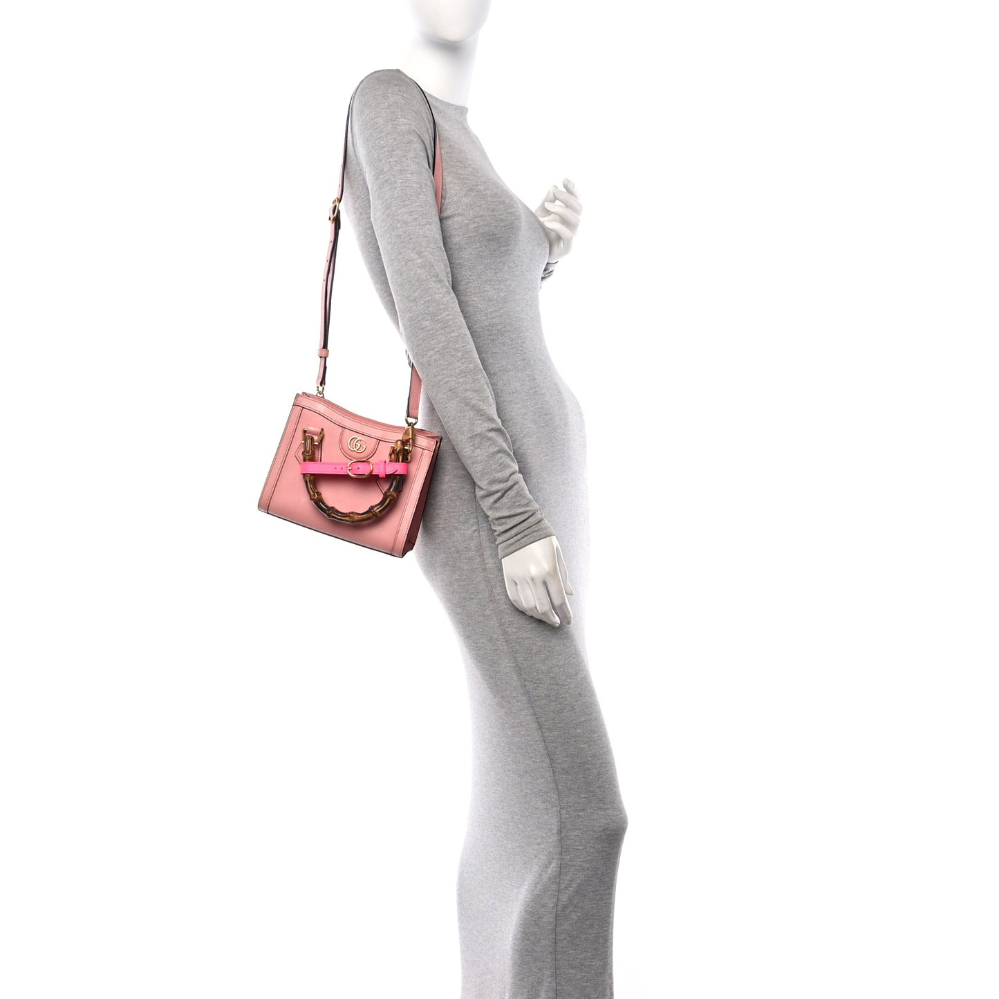 Wonka Grain Calfskin Mini Diana Tote Bag Wild Rose Fuxia Fluo