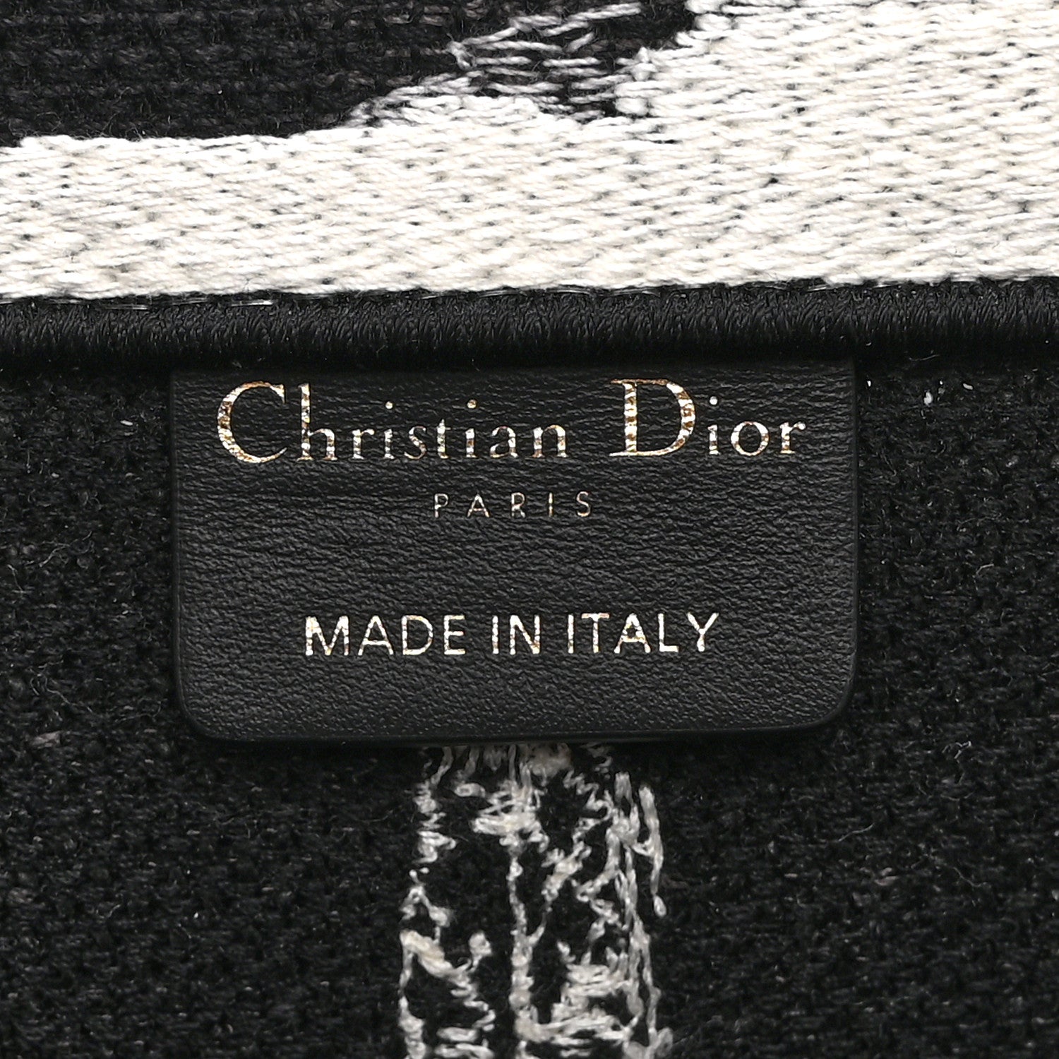 Christian Dior Canvas Embroidered Medium Paris Book Tote Black White 6 of 10