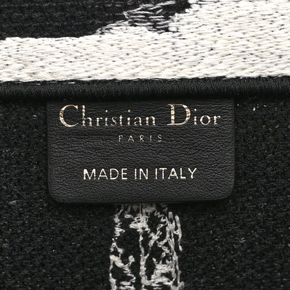 Christian Dior Canvas Embroidered Medium Paris Book Tote Black White 6 of 10