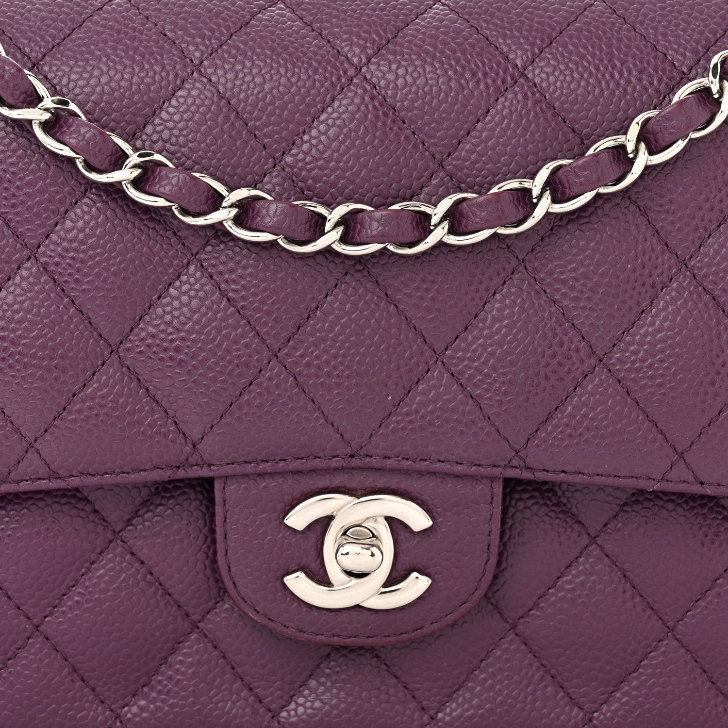 Chanel Caviar Quilted Medium Double Flap Purple 7 of 10