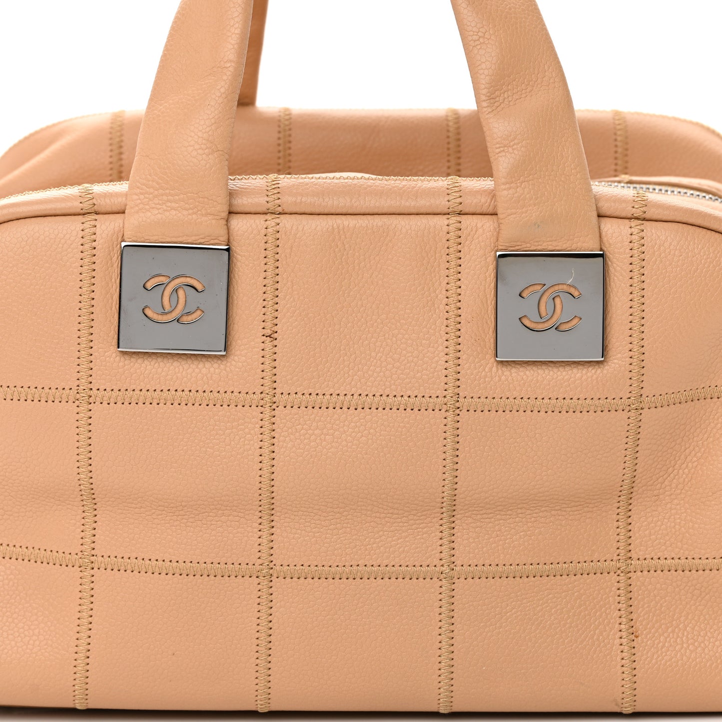 Caviar Square Stitched Bowler Beige
