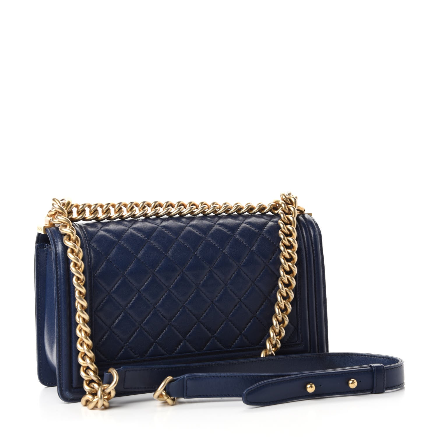 Chanel Lambskin Quilted Medium Boy Flap Dark Navy 3 of 12