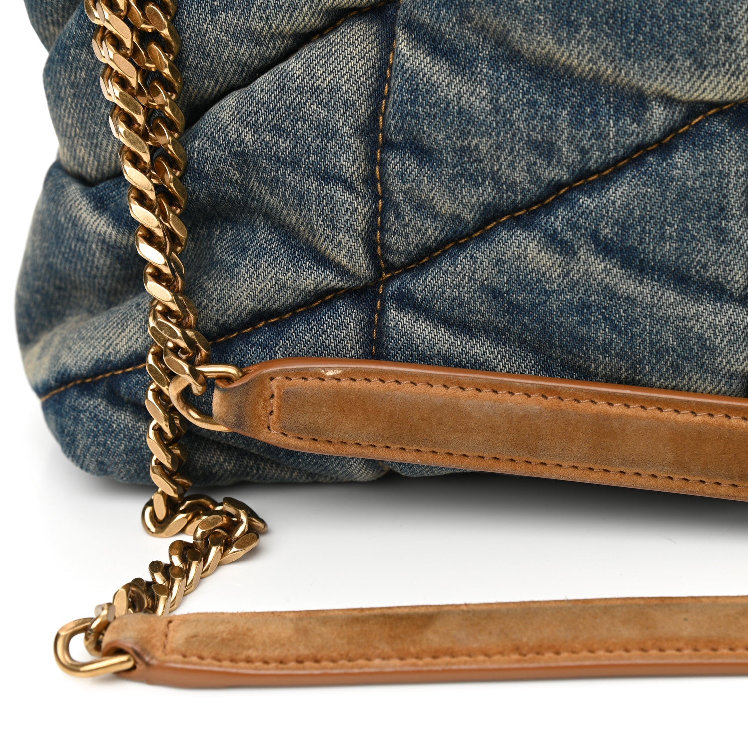 Saint Laurent Denim Quilted Small Loulou Puffer Monogram Chain Satchel Blue Cinnamon 9 of 9