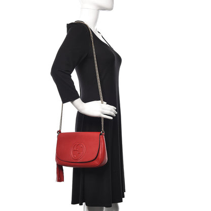 Gucci Pebbled Calfskin Medium Soho Flap Crossbody Red 2 of 11