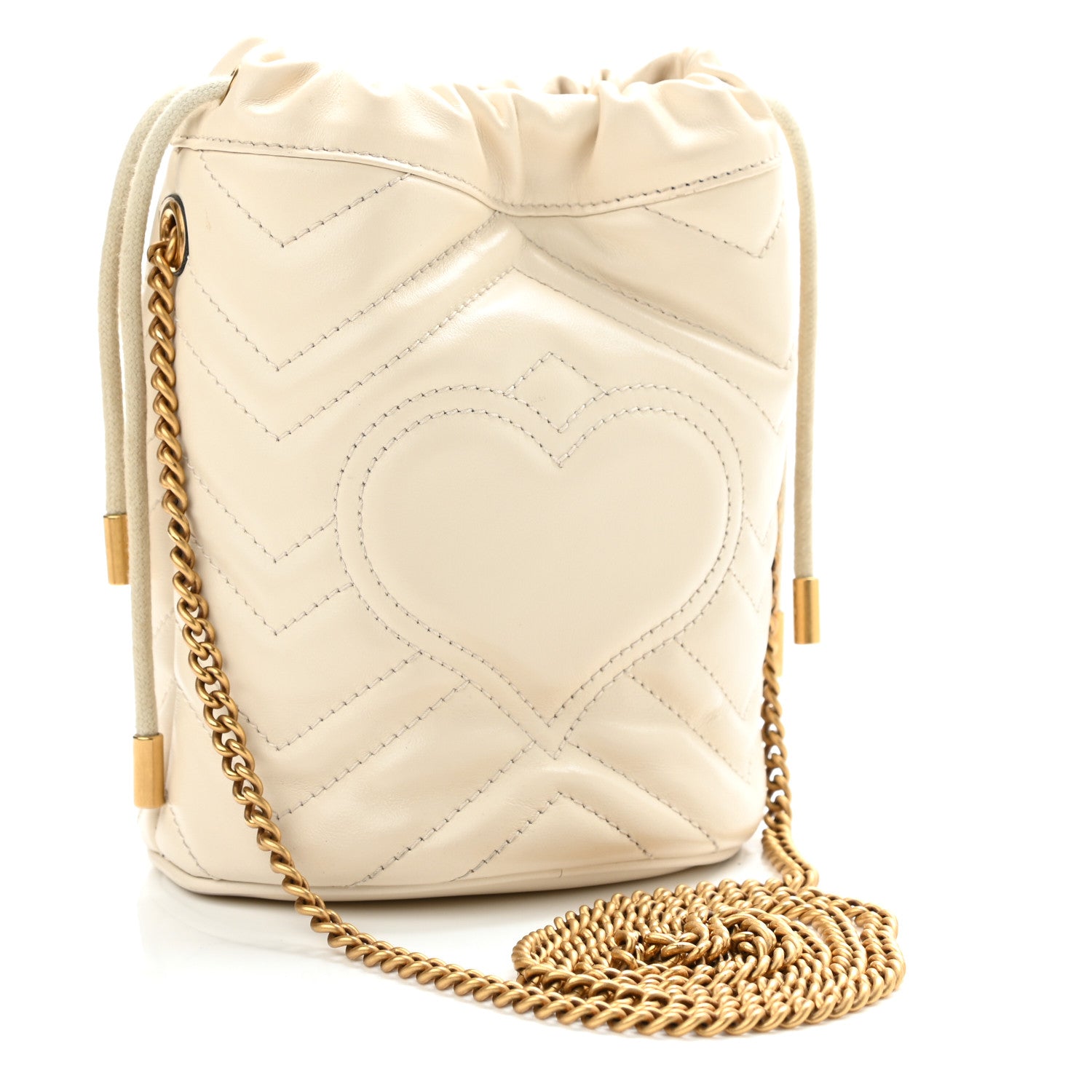 Gucci Calfskin Matelasse Mini GG Marmont 2.0 Bucket Bag White 3 of 10