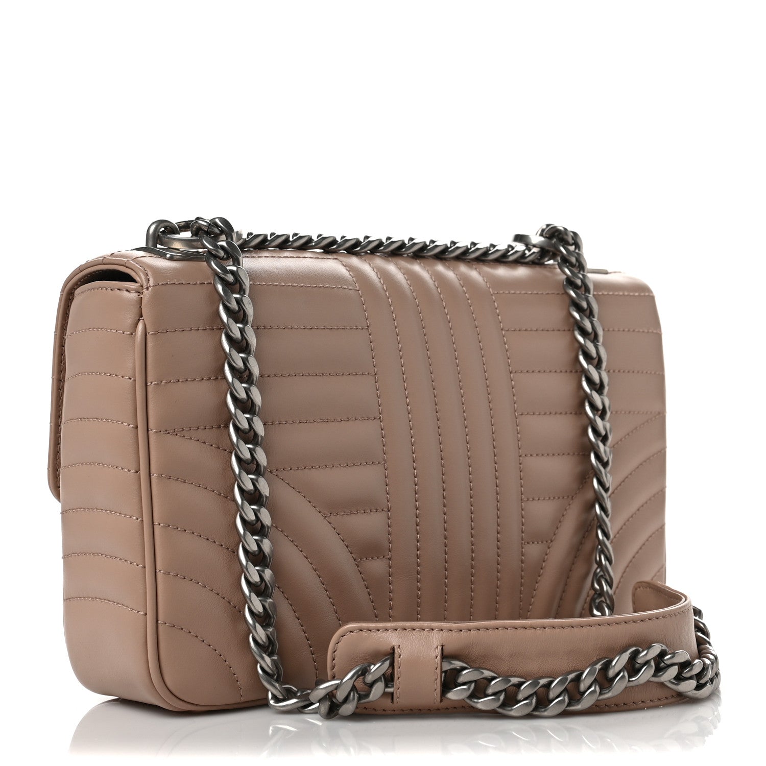 Prada Soft Calfskin Impunture Diagramme Medium Chain Flap Shoulder Bag Cipria 3 of 6