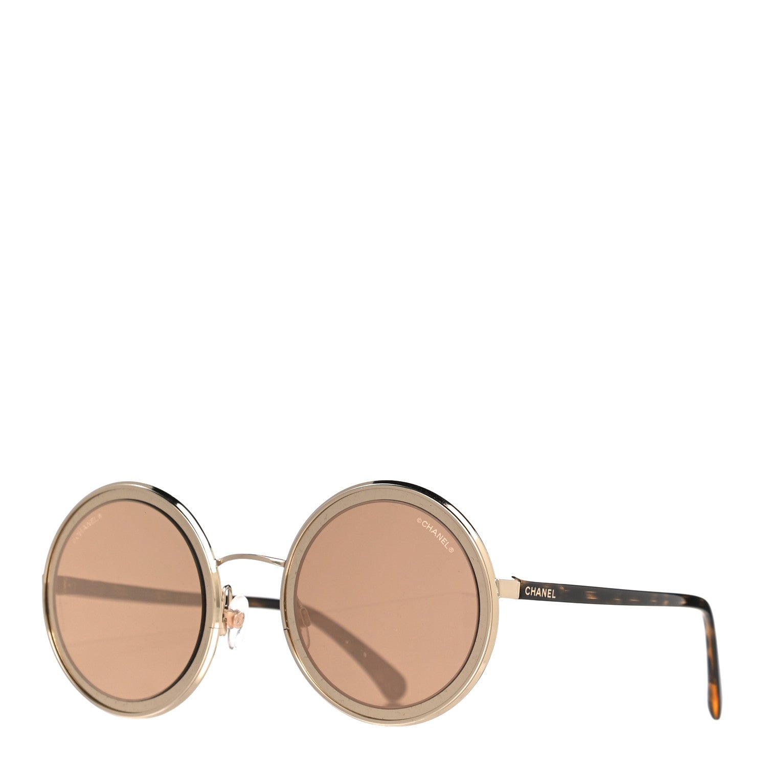 Chanel Metal Round Sunglasses 4226 Tortoise Gold 1 of 7