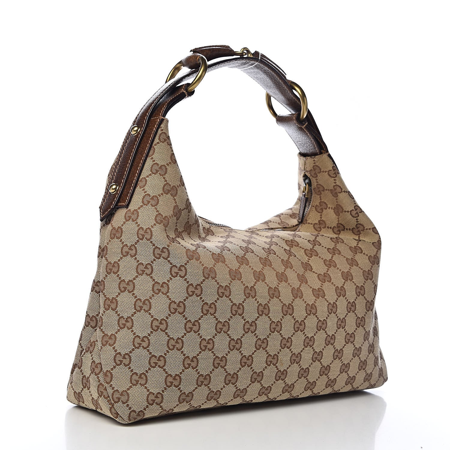 Gucci Monogram Medium Horsebit Chain Hobo Dark Brown 3 of 12