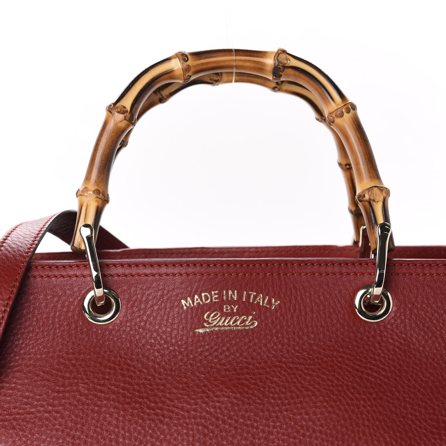 Gucci Pebbled Calfskin Medium Bamboo Shopper Tote Red 11 of 11