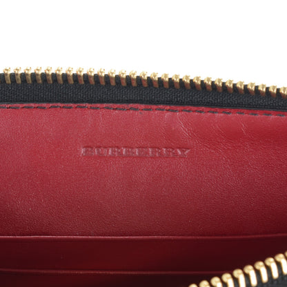 Burberry Signature Grain Calfskin Check Embossed Peyton Crossbody Clutch Bag Military Red 6 of 10
