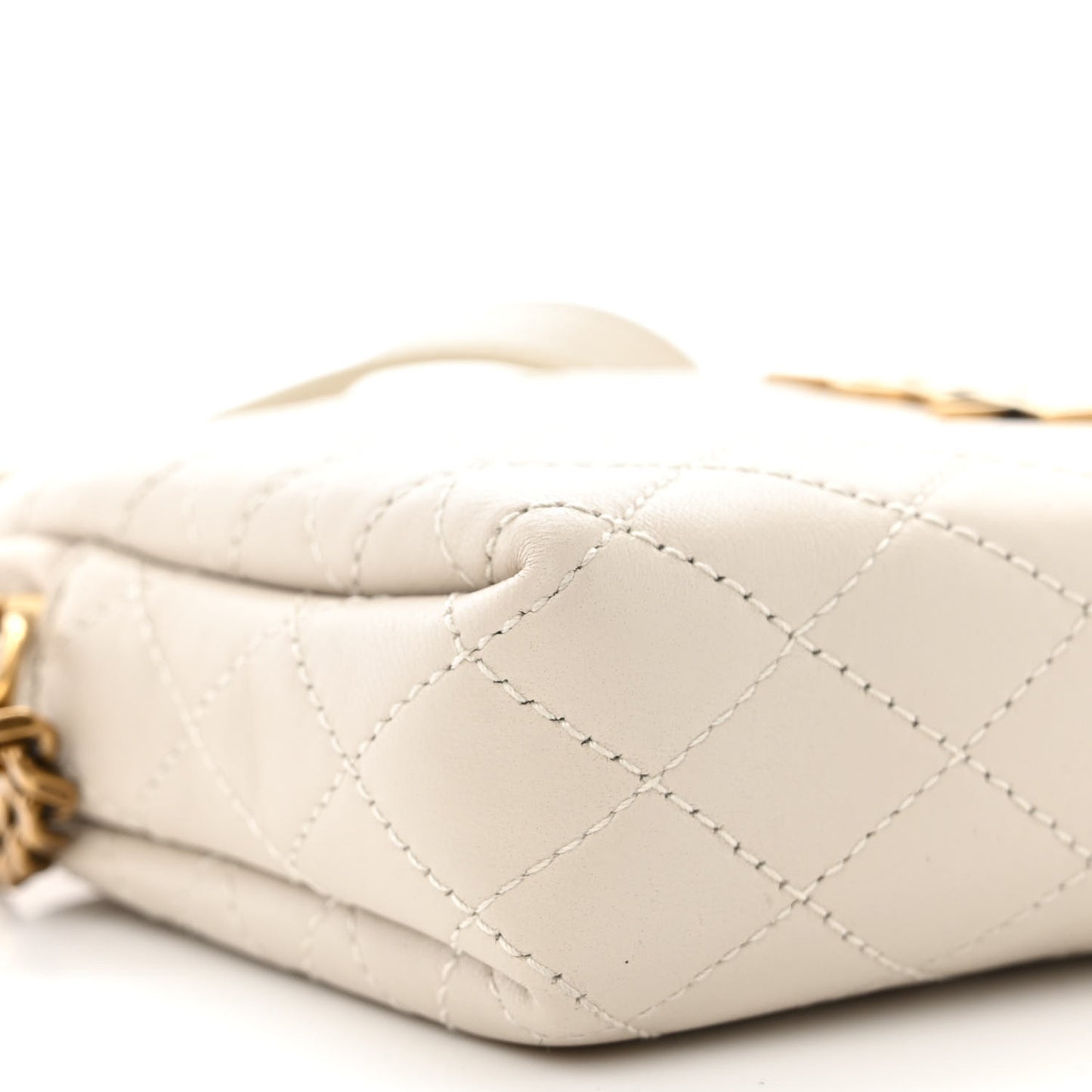 Lambskin Quilted Gaby Zipped Pouch Crema Soft