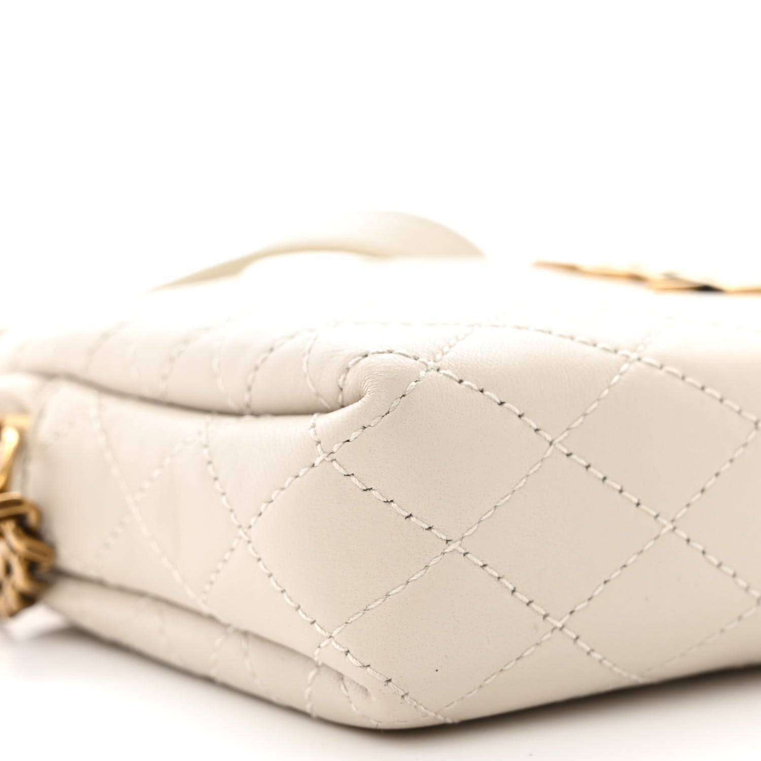 Saint Laurent Lambskin Quilted Gaby Zipped Pouch Crema Soft 9 of 11