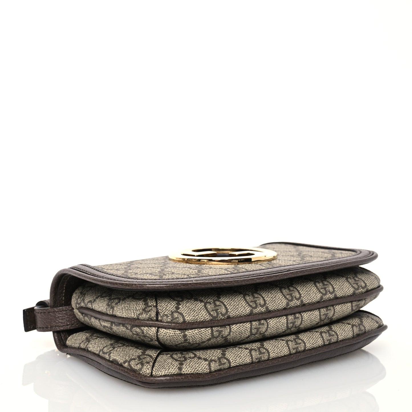 GG Supreme Monogram Textured Dollar Calfskin Mini Blondie Chain Shoulder Flap Bag Beige Ebony New Acero