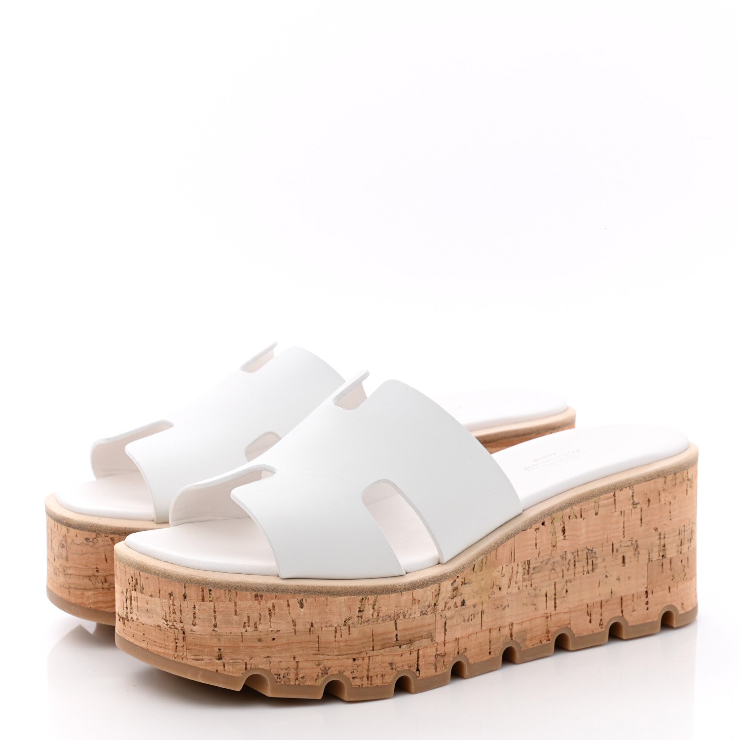 Hermes Calfskin Cork Eze 30 Sandals 37 White 3 of 9