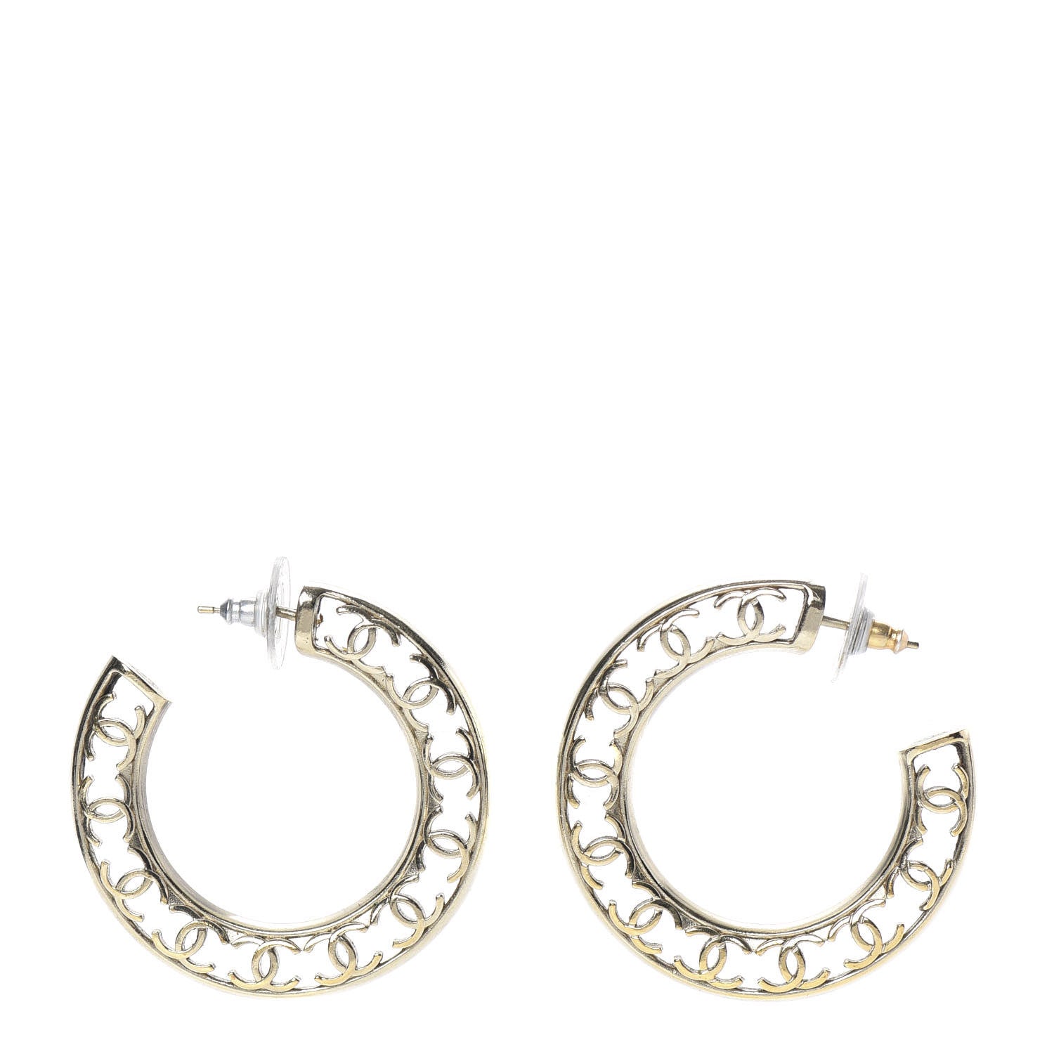 Chanel CC Hoop Earrings Gold 2 of 5