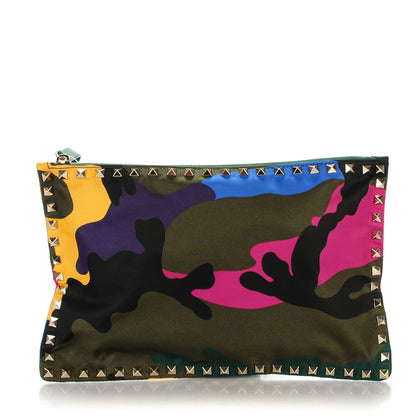 Valentino Garavani Nylon Camouflage Print Rockstud Zip Pouch Multicolor 1 of 7
