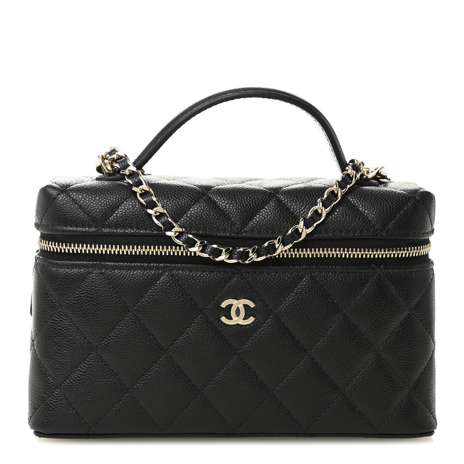 Chanel Caviar Quilted Top Handle Slim Vanity With Chain Black 1 of 11