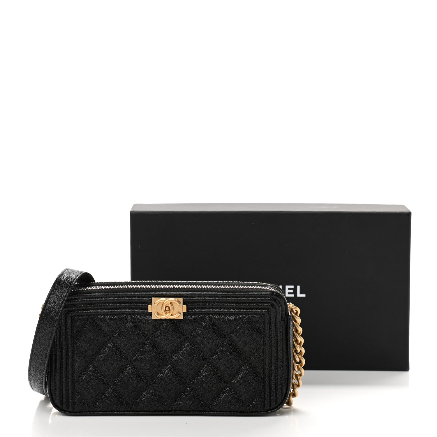 Chanel Caviar Quilted Small Boy Clutch With Chain Black 15 of 15