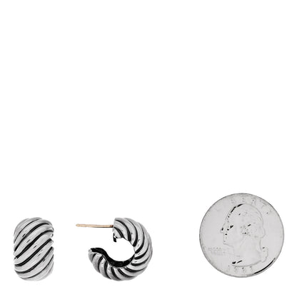 David Yurman Sterling Silver 11mm Sculpted Cable Shrimp Earrings 2 of 6