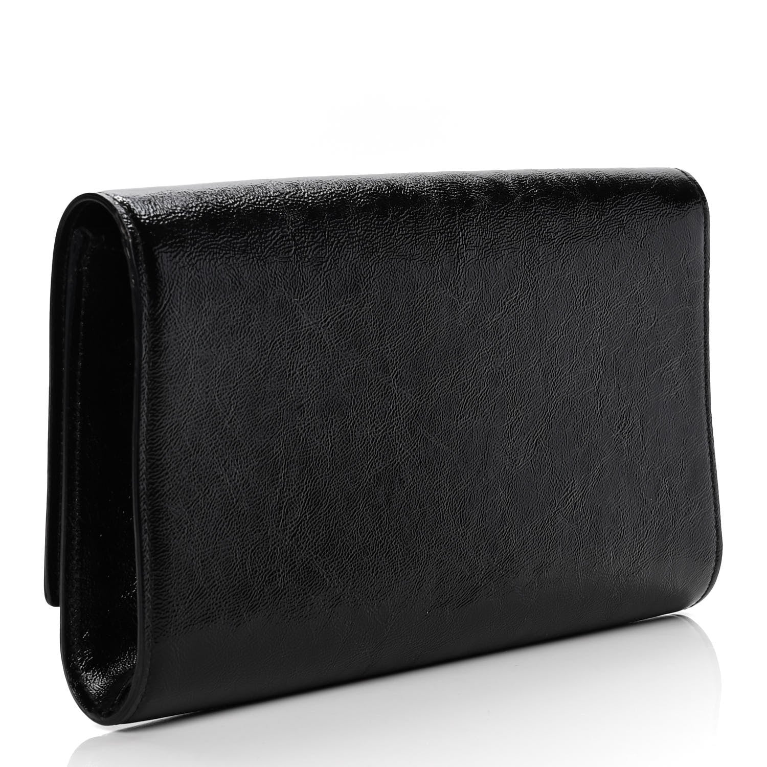 Saint Laurent Textured Patent Monogram Large Belle De Jour Clutch Black 3 of 9