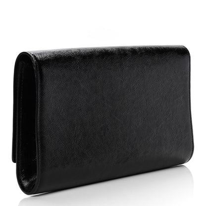 Saint Laurent Textured Patent Monogram Large Belle De Jour Clutch Black 3 of 9