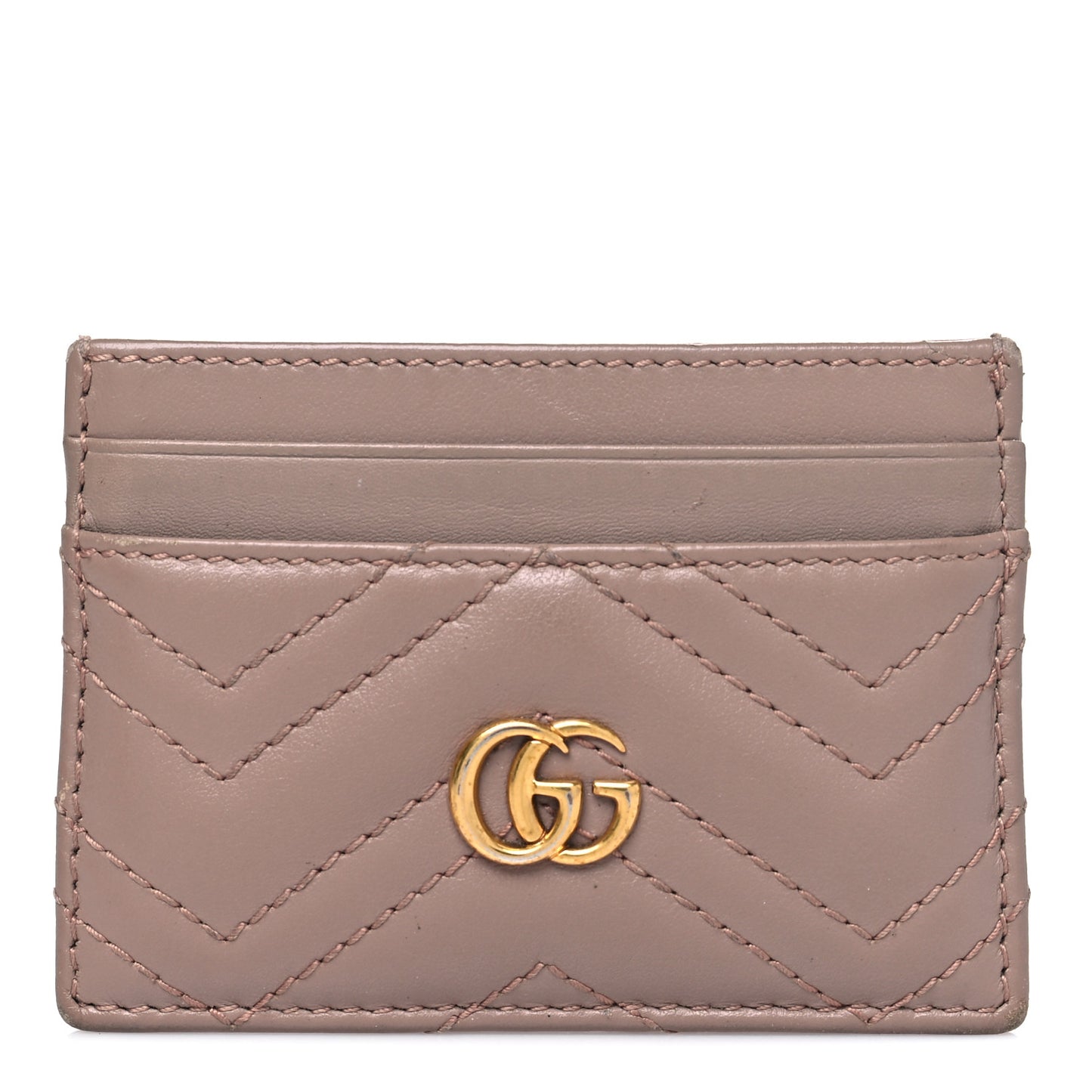 Calfskin Matelasse GG Marmont Card Holder Porcelain Rose