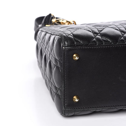 Christian Dior Lambskin Cannage Medium Lady Dior Black 9 of 15