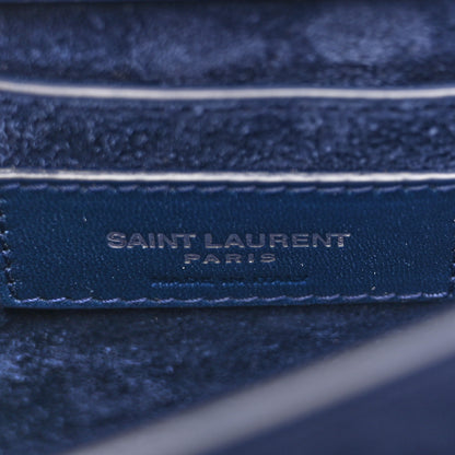 Saint Laurent Calfskin Crocodile Embossed Medium Monogram Sunset Navy 6 of 12