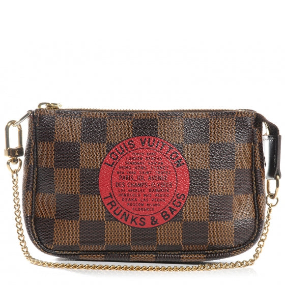 Louis Vuitton Damier Ebene Complice Trunks and Bags Mini Pochette Accessories Red 1 of 8