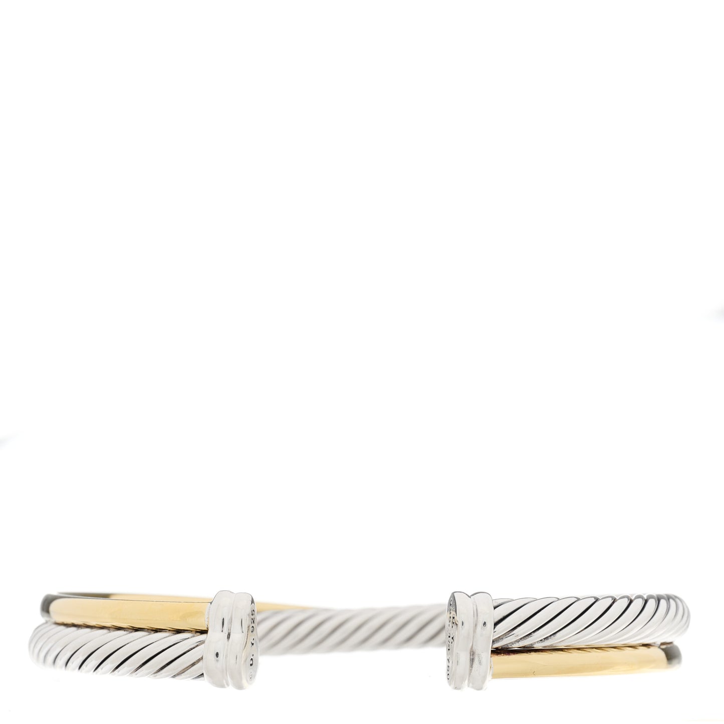 Sterling Silver 18K Yellow Gold 5mm Crossover Cuff Bracelet