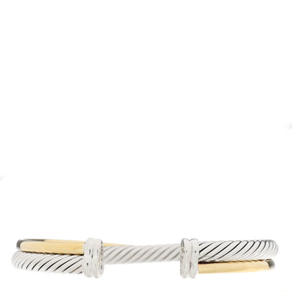 David Yurman Sterling Silver 18K Yellow Gold 5mm Crossover Cuff Bracelet 2 of 3